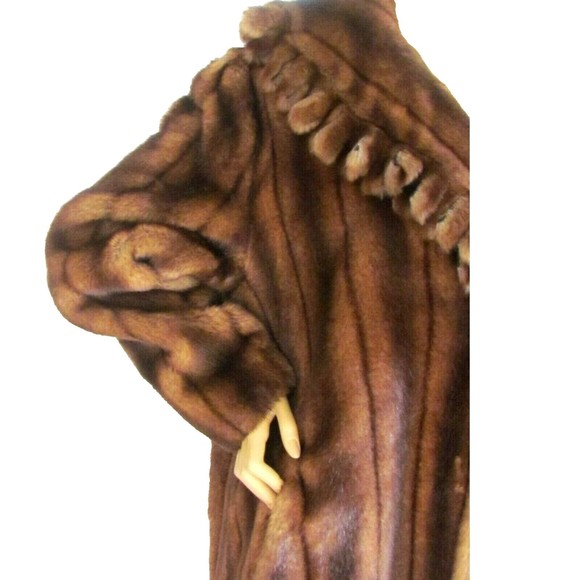 Women's Faux Fur Designer C H Couture Helene Brown Faux Mink Fur Coat 12.R - Picture 15 of 16